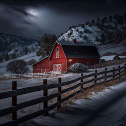Winter storm farmland