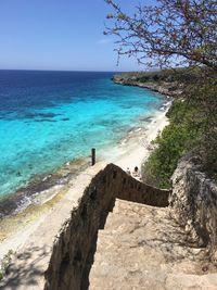 Scenic view of sea against clear sky