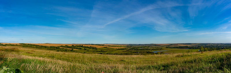 Panoramic photo of the landscape from the elevation to the floodplain of the river