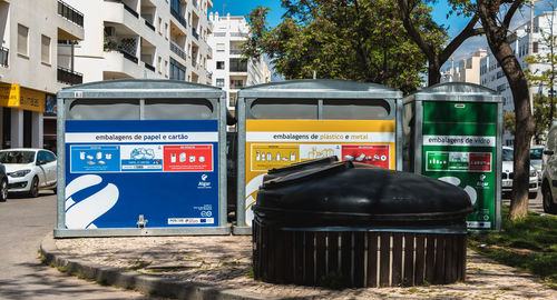 Information sign on road in city