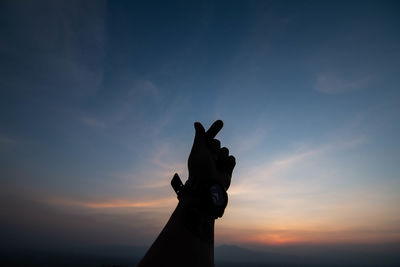 Low angle view of silhouette statue against sky during sunset