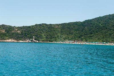 Scenic view of sea against clear sky