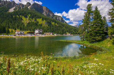 Scenic view of lake against sky