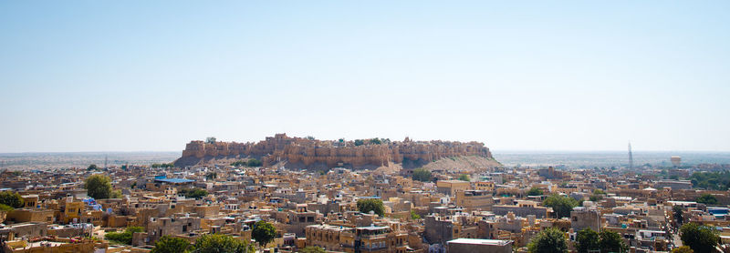 Aerial view of jaisalmer fort and city