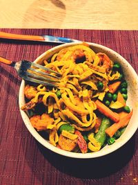 High angle view of meal served in bowl