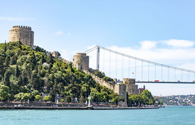 Suspension bridge over sea