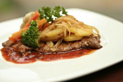 Close-up of meal served in plate