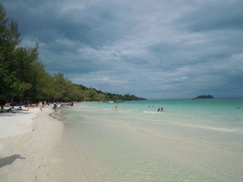 Scenic view of beach against sky