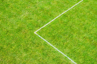 High angle view of soccer field