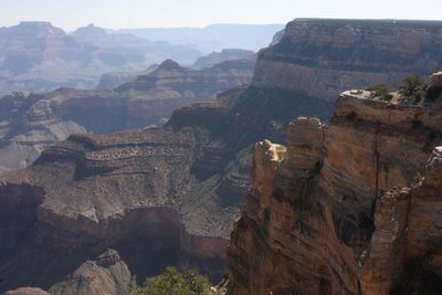 Aerial view of rock formations in desert