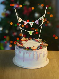 Close-up of cake on table