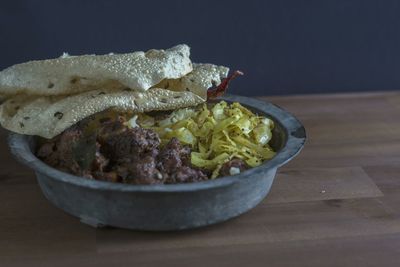 Close-up of food on table