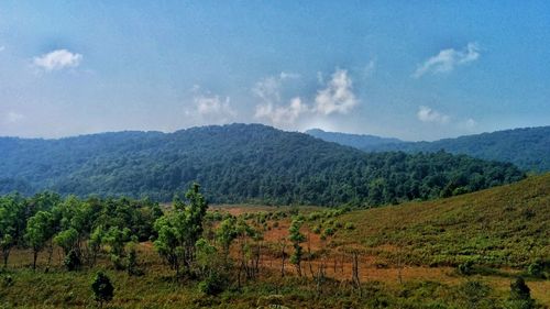 Scenic view of mountains against sky