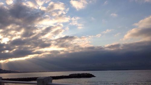 Scenic view of sea against cloudy sky