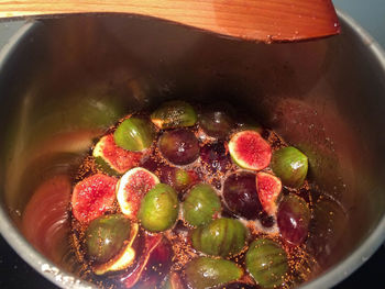 High angle view of fruits in bowl