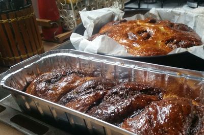 High angle view of meat in market