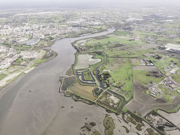 High angle view of aerial view of city street