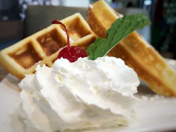 Close-up of dessert in plate