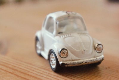 Close-up of toy car on table