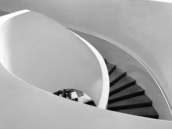 High angle view of spiral staircase in building