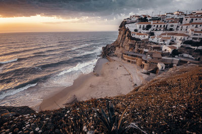 Scenic view of sea against sky during sunset