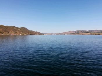 Scenic view of sea against clear sky