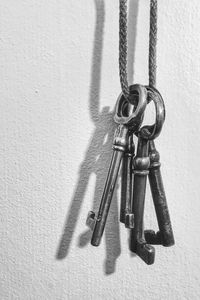 Close-up of chain hanging on metal