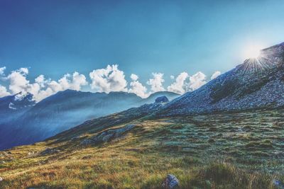 Scenic view of mountains against sky