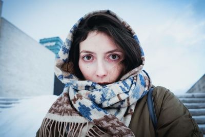 Portrait of woman in winter