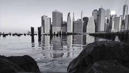 City skyline with river in background