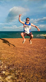 Full length of a man jumping