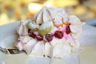 Close-up of dessert in plate