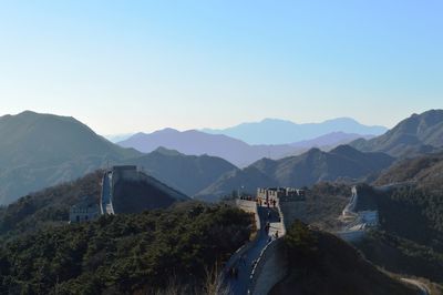 Scenic view of mountains against clear sky