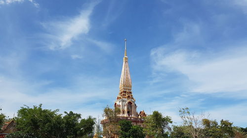 Low angle view of temple against sky