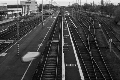 High angle view of railroad tracks