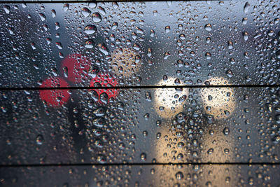 Full frame shot of wet glass window