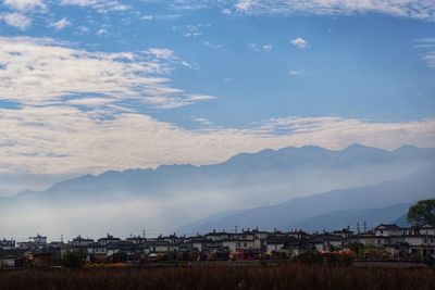 Scenic view of mountains against sky