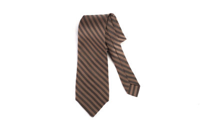 High angle view of necktie against white background