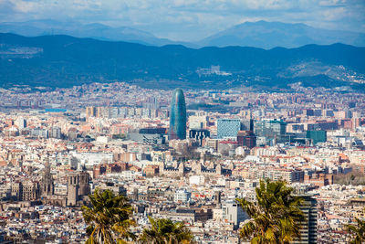 High angle view of buildings in city