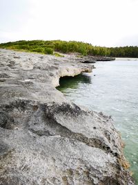 Scenic view of sea against clear sky