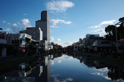 Reflection of buildings in water