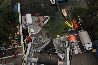 High angle view of shopping cart