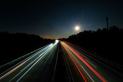 Light trails on highway at night