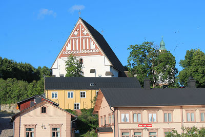 Exterior of cathedral against blue sky