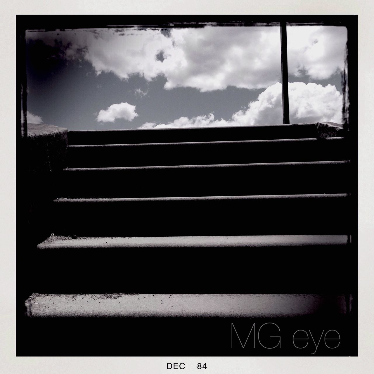 transfer print, auto post production filter, sky, steps, low angle view, cloud - sky, built structure, architecture, building exterior, pattern, cloud, day, cloudy, steps and staircases, outdoors, staircase, railing, no people, wall - building feature, stairs