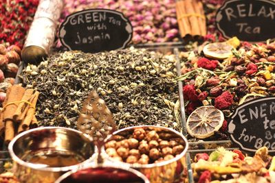 Various fruits for sale at market stall