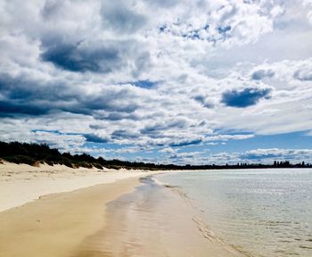 Scenic view of beach against sky