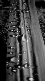 Close-up of bicycle on railroad track