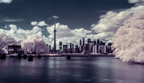 River with cityscape in background