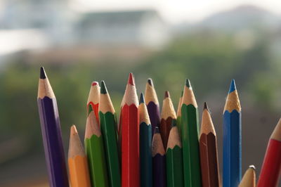 Close-up of colored pencils